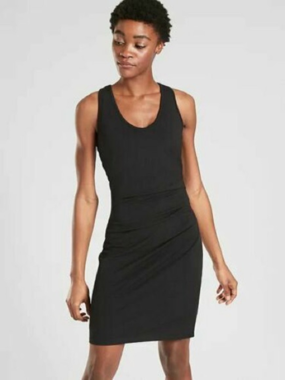 Athleta Della Dress Ruched Side Black Sleeveless Size XSP